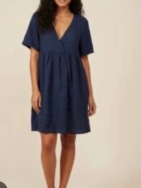 Nordstorm Rack Nordstrom Rack Navy Textured V-Neck Babydoll Dress Size XS